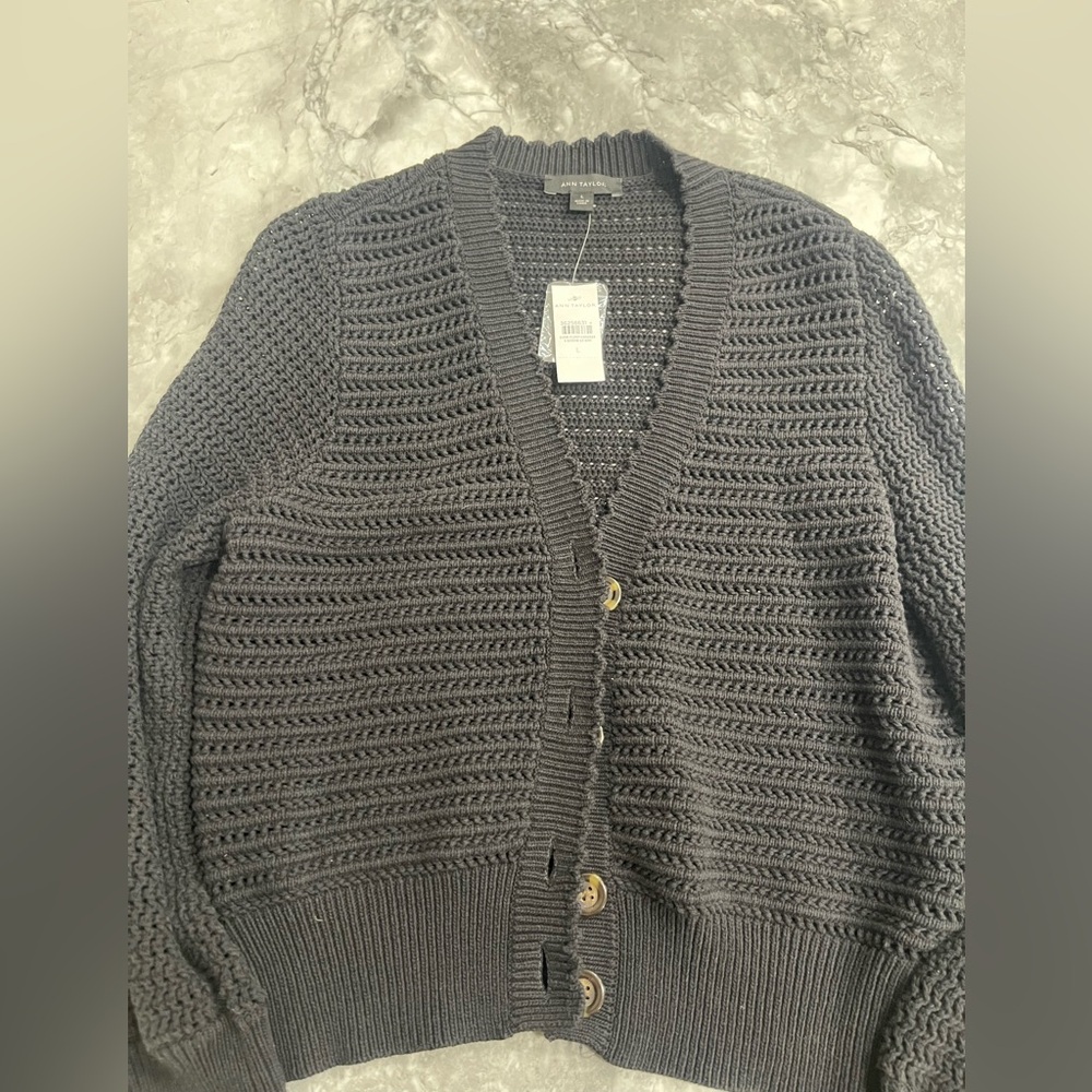 Perfect Ann Taylor Knit 100% Cotton Cardigan Sweater Large